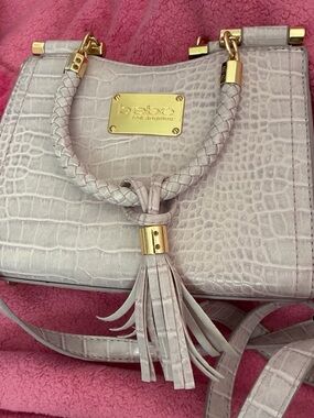 bebe Croc-Embossed Tassel Satchel - Light lilac